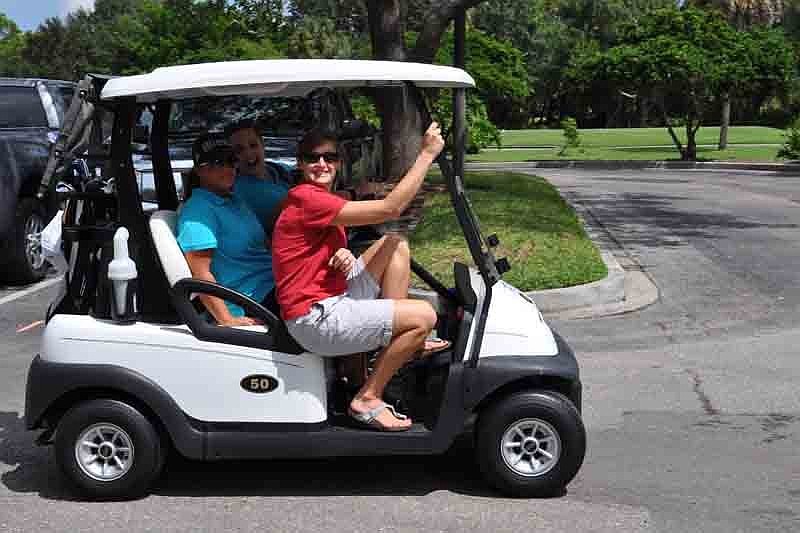 Golfers started play shortly after 1 p.m.