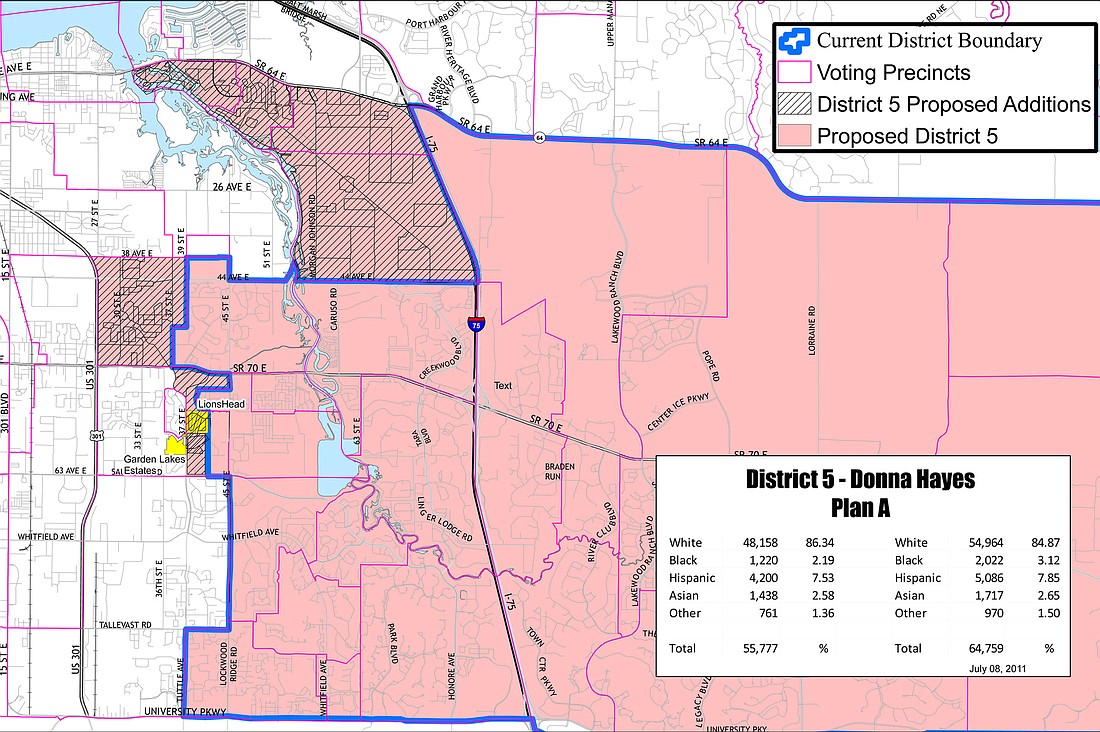 Plan A Under Plan A, District 5Ã¢â‚¬â„¢s boundaries would remain much the same but would expand farther west, particularly in areas north of Saunders Road.