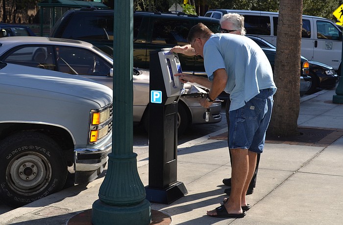 Meters are now installed on Main Street, Adams Lane, East Street, and east of U.S. 41 on Ringling Boulevard.