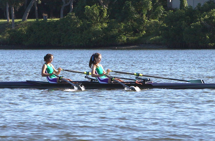 The Sarasota Scullers came in second in the Womens HS Novice 8+.