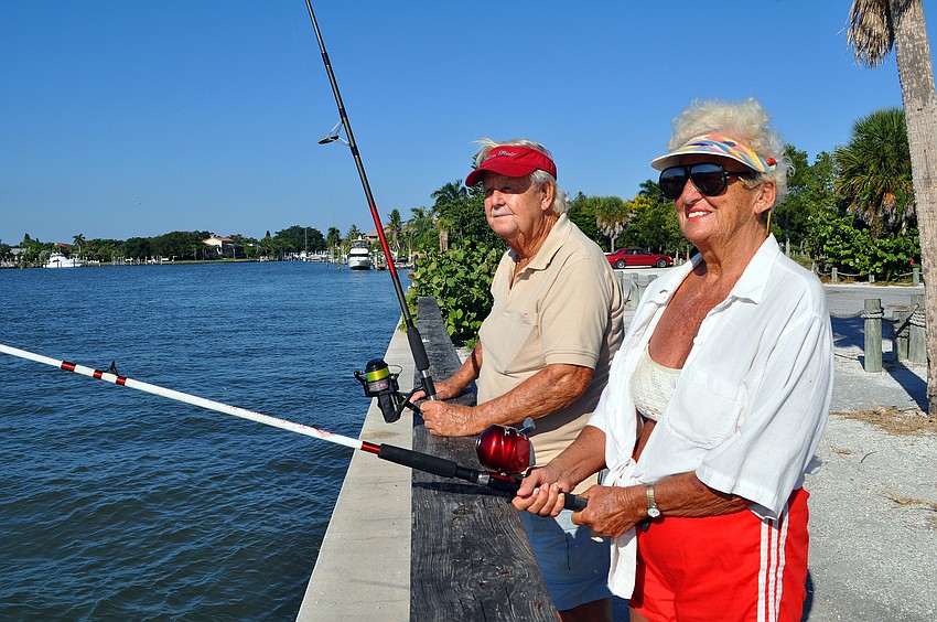 Larry and Betty Royston hoped to catch themselves dinner by fishing at Bay Island Park. The couple also brought along a picnic of Bloody Marys and Burger King to enjoy while they fished.