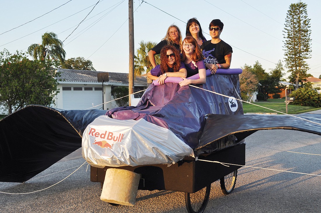 The Suncoast Quad Squad takes its giant bat skate for a test drive in Sarasota.