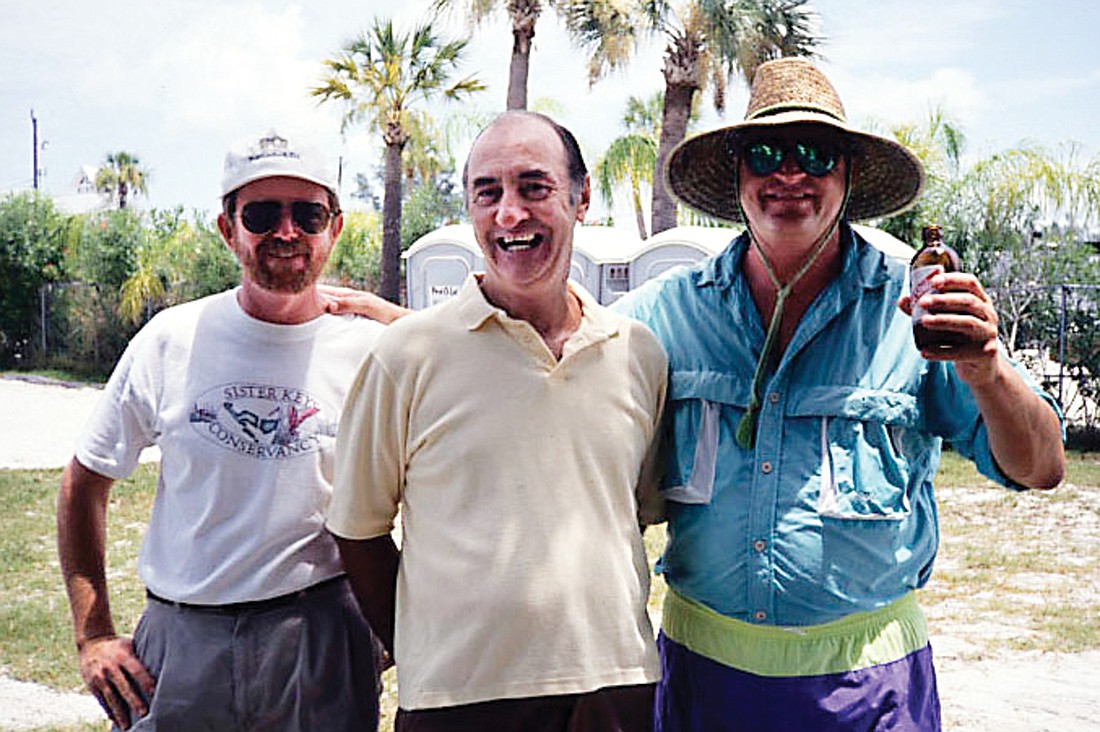 Founder and Co-Chairman of the Sister Keys Conservancy Rusty Chinnis, former Town Manager Al Cox and Harry Christensen celebrate the town of Longboat KeyÃ¢â‚¬â„¢s purchase of Sister Keys. Courtesy photo.