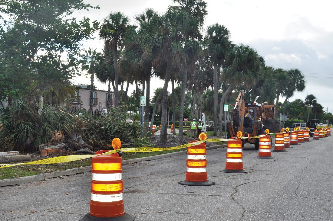 Jon F. Swift Inc. began removing the current landscaping in St. Armands CircleÃ¢â‚¬â„¢s four medians last week, but the company has not received the necessary permit from FDOT to begin the entire median project. Photo by Mallory Gnaegy.