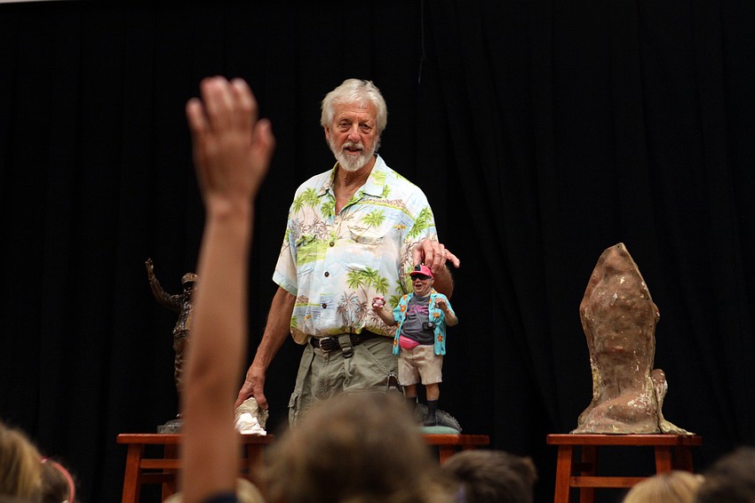 Jack Dowd talks to the 40 fourth graders about his sculptures Thursday, Oct. 13 at ODA.