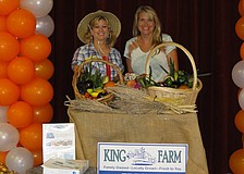 Freedom Cafeteria Manager Therese Rickrode stands with Shelby King, owner of King Family Farm. Photo submitted by Therese Rickrode.