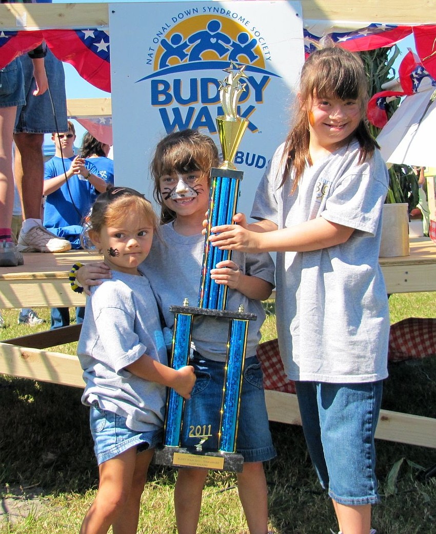 Team Livi & Alyssa's Angels won the Buddy Walk trophy for the most number of walkers on a team with 115. Photo Courtesy of Stacy Quaid.