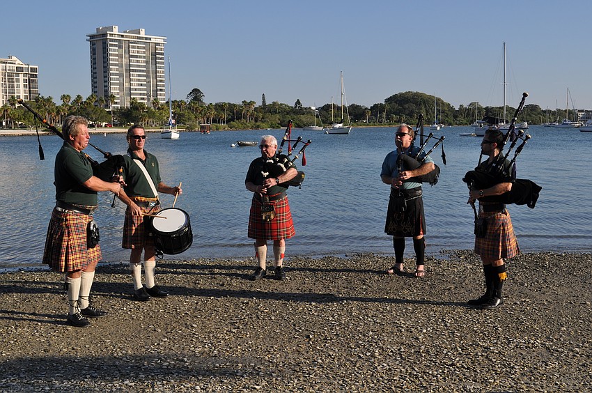 The Jacobites Pipe and Drum Band performed several songs at the event.