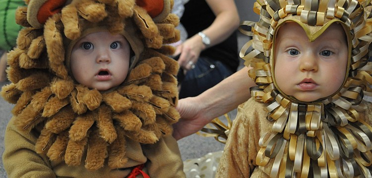 Mason Pawloski and Brycen Mohar wore cuddly lion costumes.