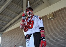Tampa Bay Buccaneers Hall-of-Fame fan Keith Kunzig, known as Big Nasty, today spoke to children at Tara Elementary School about the importance of saying no to drugs. The event was part of Red Ribbon Week.
