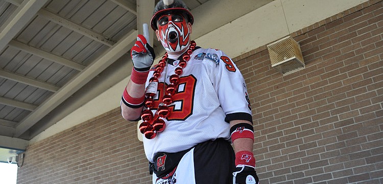 Tampa Bay Buccaneers Hall-of-Fame fan Keith Kunzig, known as Big Nasty, today spoke to children at Tara Elementary School about the importance of saying no to drugs. The event was part of Red Ribbon Week.