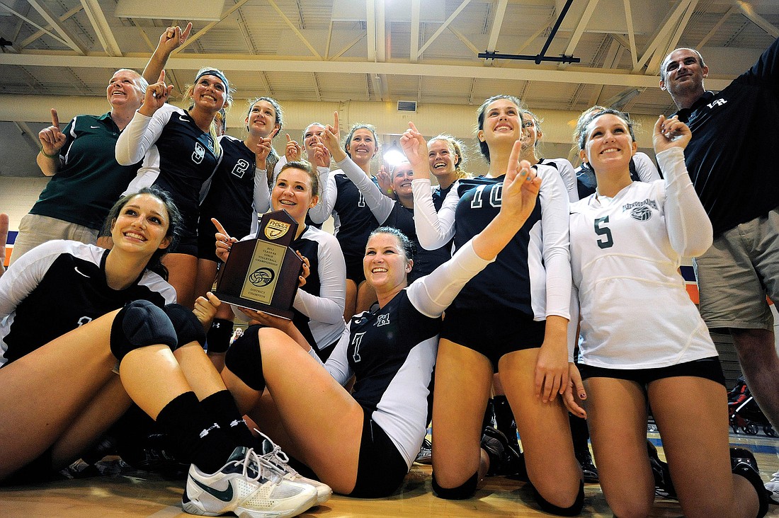 After winning its first district championship, the Lakewood Ranch High volleyball team hosted its first-ever regional tournament game Nov. 2. Photo by Brian Blanco.