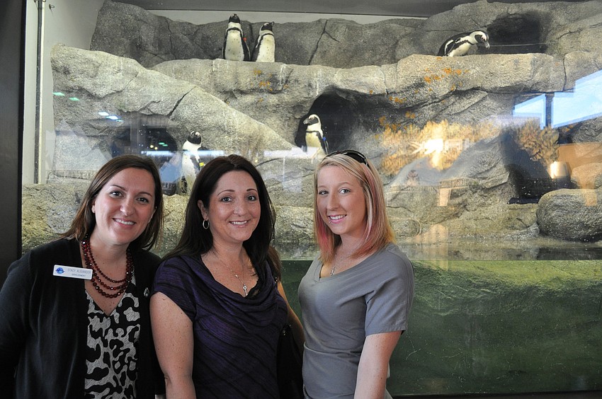 Stacy Alexander of Mote with Amy Stephens and Courtney Lynn with Macyâ€™s, a sponsor of Penguin Island