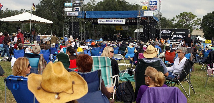 People brought lawn chairs and blankets to sit on while watching the performers at the 21st annual Sarasota Blues Fest, Saturday, Nov. 5, out by Ed Smith Stadium.