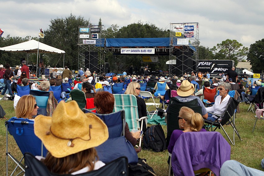 People brought lawn chairs and blankets to sit on while watching the performers at the 21st annual Sarasota Blues Fest, Saturday, Nov. 5, out by Ed Smith Stadium.