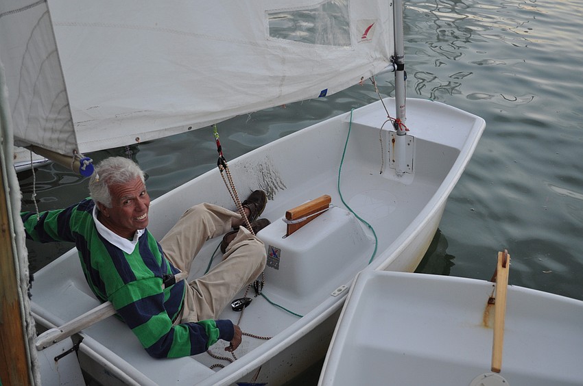 Bird Key Yacht Club Commodore Bob Baime prepares to take-off