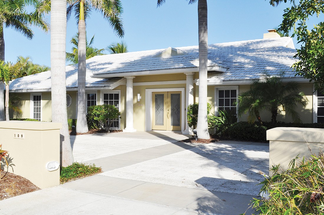 The home at 109 N. Warbler Lane, on Bird Key, has two bedrooms, three baths, a pool and 2,627 square feet of living area. It sold for $1.6 million. Photo by Mallory Gnaegy.