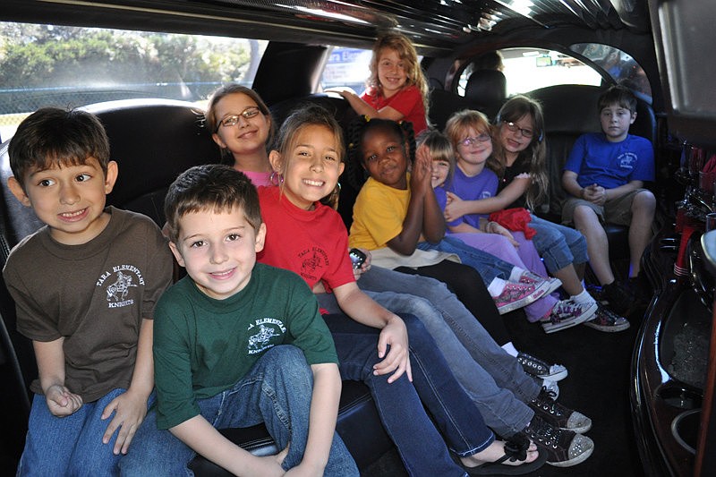 Ten children at Tara Elementary School today took a limousine ride to The Red Elephant restaurant as a reward for raising the most money school-wide during a recent cookie sale fundraiser.