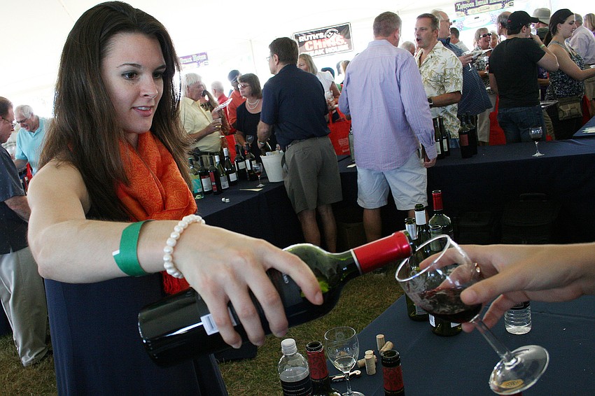 Madison Hill enjoyed filling guests' glasses.