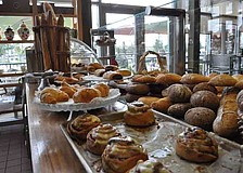 John Dough Bakery offers an assortment of baked goods and sandwiches daily.