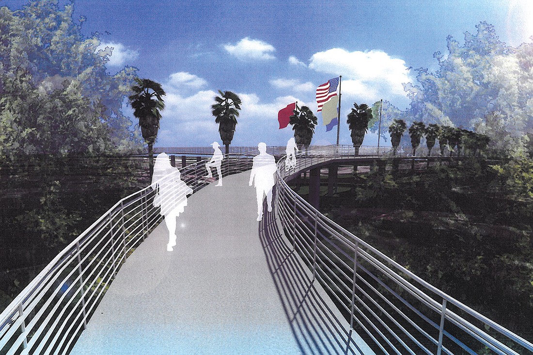 A pedestrian overpass that would provide access to the Sarasota bayfront from Main Street is part of the 1959 concept originally proposed.