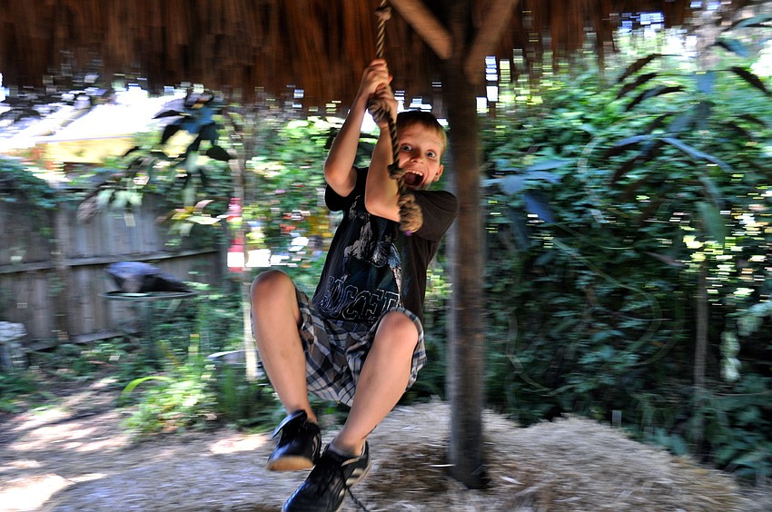 Gavin Platte swings through the air.