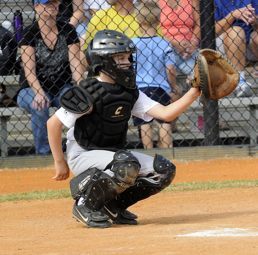 Eight-year-old Clay Wingate got the call behind the plate for the Raysâ€™ Rookie team.