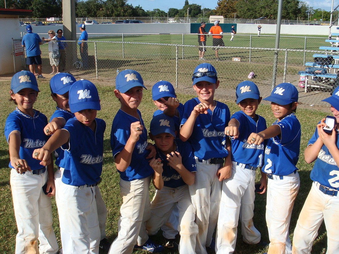 The Meteors 9U travel baseball team went undefeated during the Gulf Coast Championship Tournament Nov. 19-20.