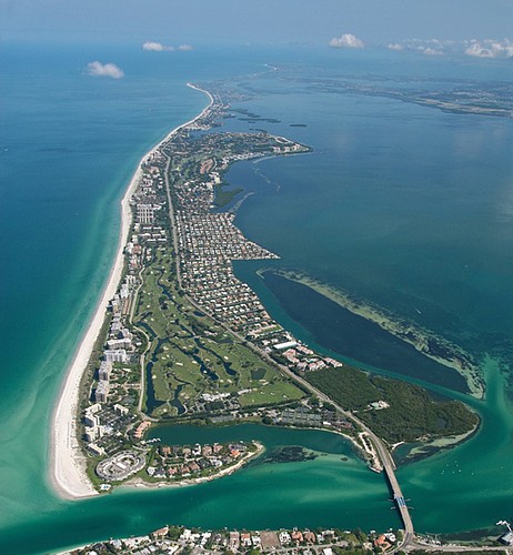 An aerial view of Longboat Key, looking north from the southern tip. Jack Elka.