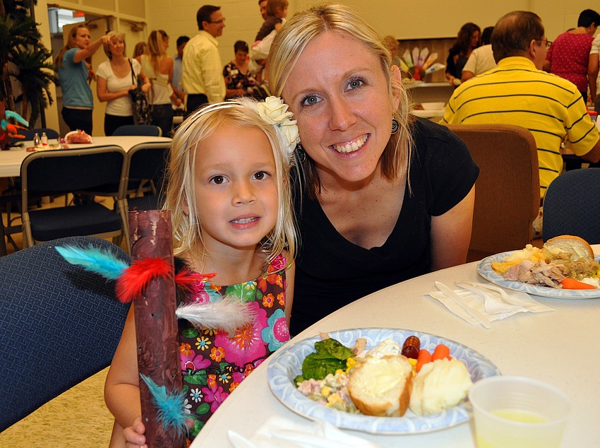 Aleiah, 4, and Sheli Rodriguez pose together at the Thanksgiving Luncheon, Tuesday, Nov. 22, at First United Methodist Church.