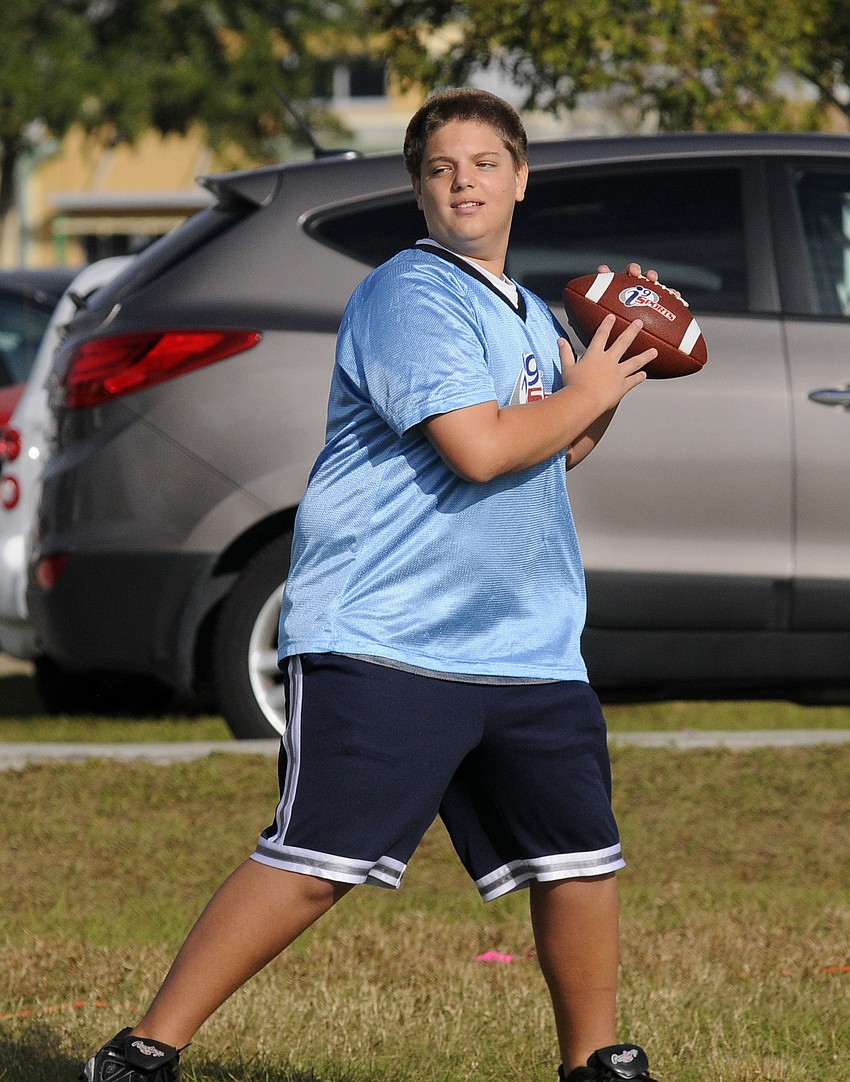 Twelve-year-old Connor Kelly played quarterback in his second season of flag football.