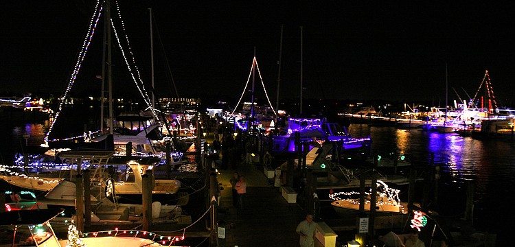 The boats in the harbor looked brilliant all lit up, Friday, Dec. 2, at the Sarasota Yacht Club.