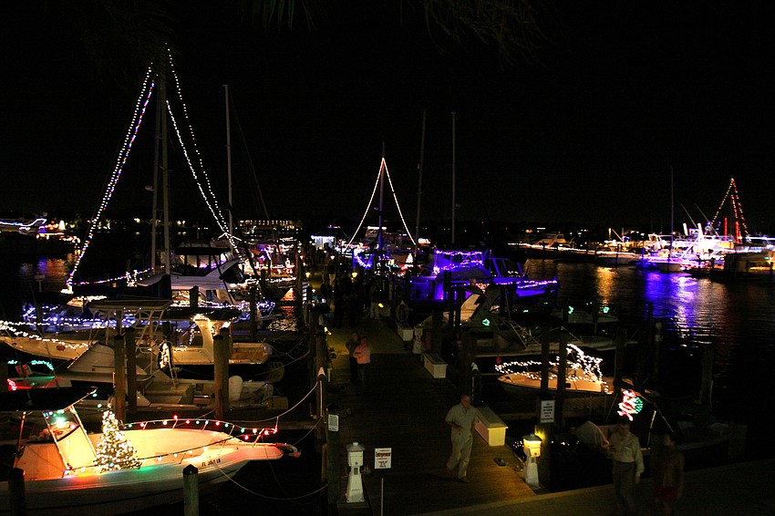The boats in the harbor looked brilliant all lit up, Friday, Dec. 2, at the Sarasota Yacht Club.