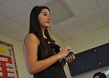 Lakewood Ranch High School graduate and Miss DeSoto Heritage Festival Ellie Ohlman spoke to fifth-grade students at Braden River Elementary School today about the importance of community service.