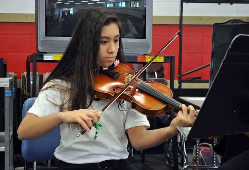 Eighth-grader Cassie Chaing is in Braden River Middleâ€™s orchestra.