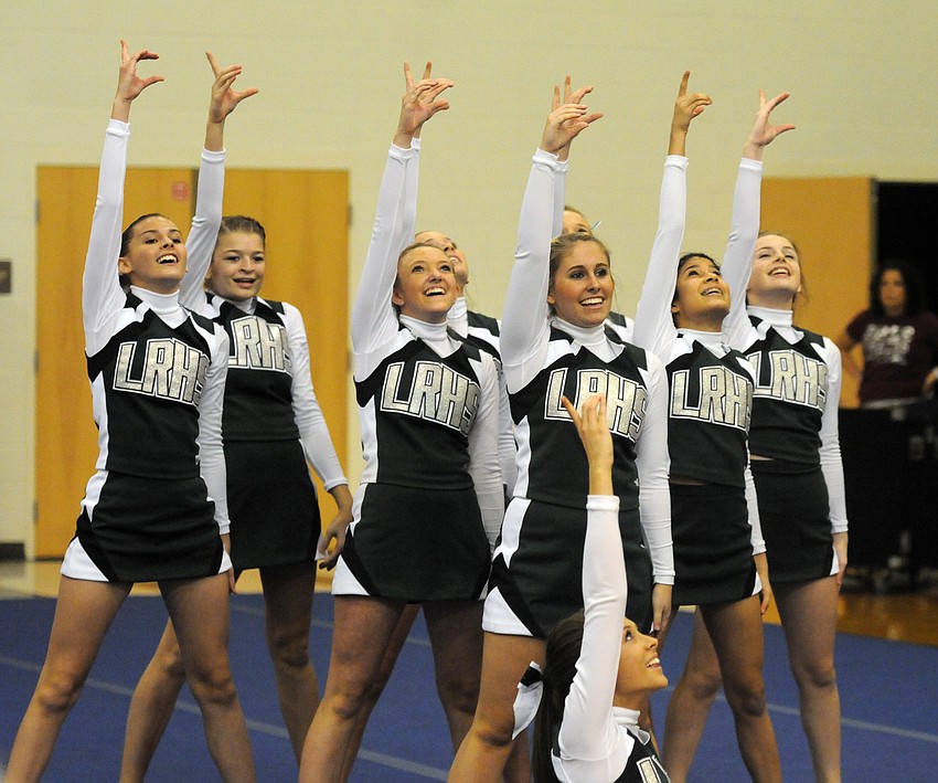 The Lakewood Ranch High JV cheerleading squad took home a first-place trophy for its performance.