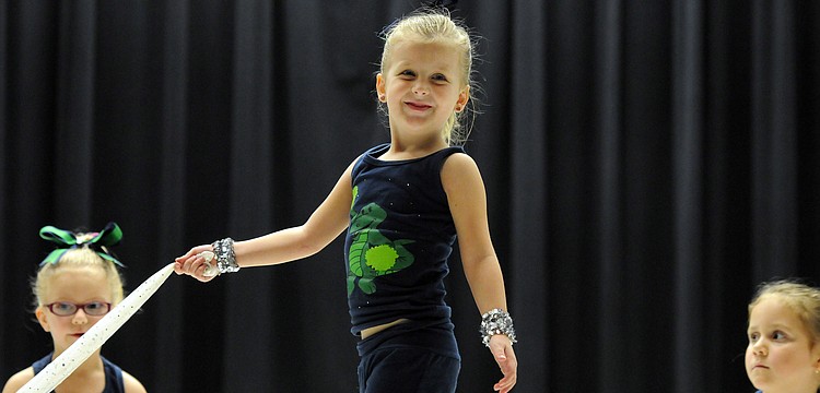 Five-year-old Kristen Rice performed with the Gullett Elementary School dance team.