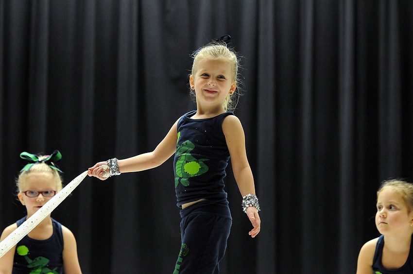 Five-year-old Kristen Rice performed with the Gullett Elementary School dance team.