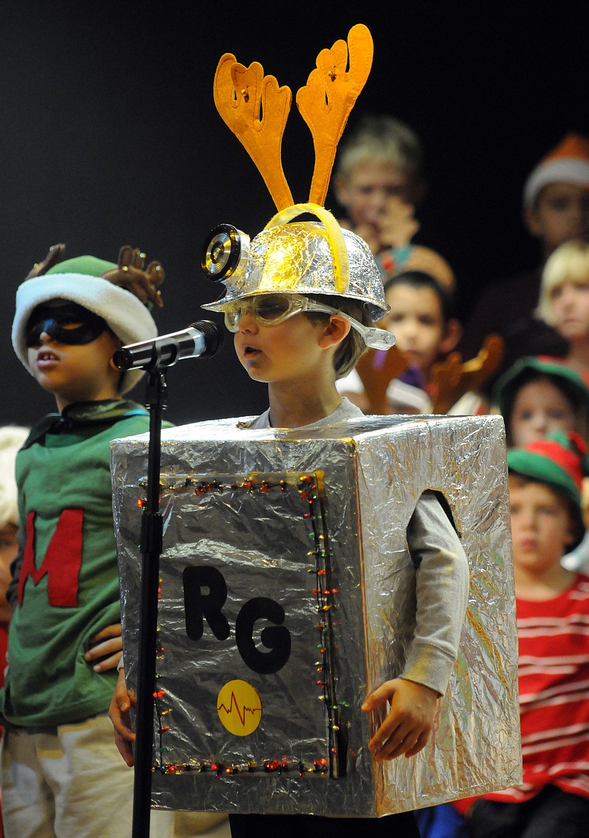 First-grader Cameron Boyer played the role of Robo Guy.