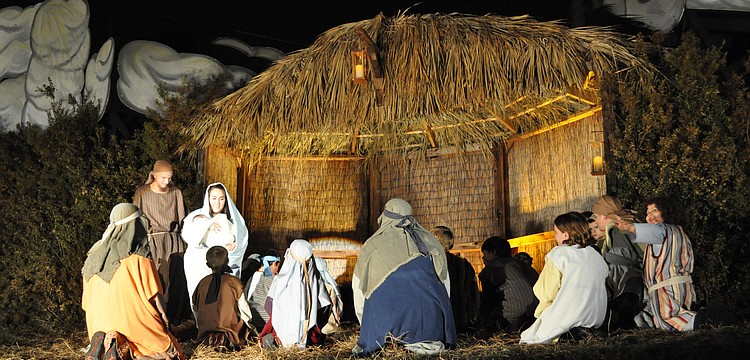 The sheppards came to worship the baby Jesus.