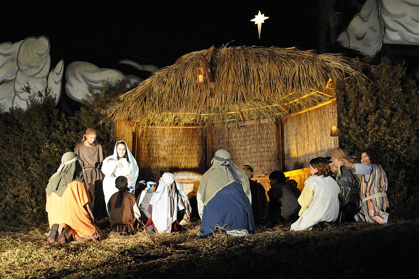 The sheppards came to worship the baby Jesus.