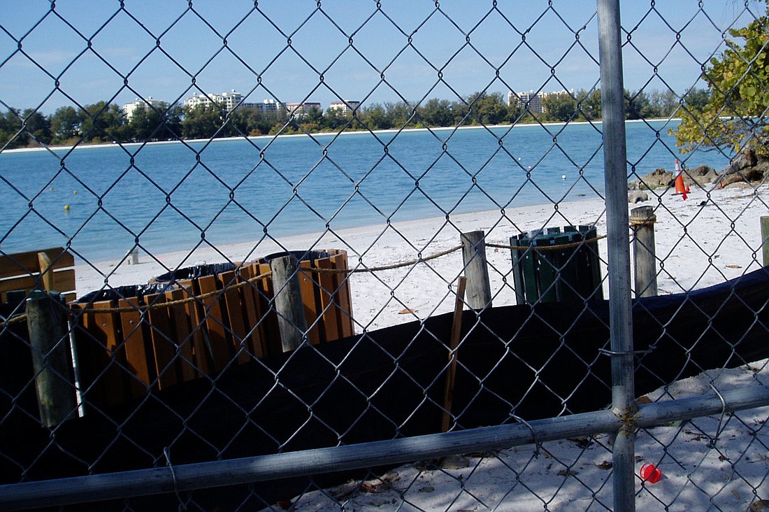 Access to Shell Beach was restricted while the city of Sarasota laid a new water pipeline to Lido Beach.