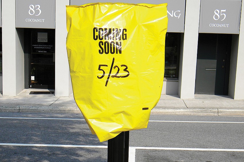 A parking meter stood bagged in downtown Sarasota, with paid parking set to begin May 23.