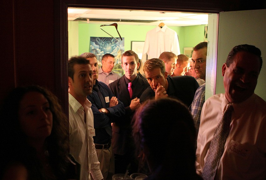 The bachelors get ready to head out to the runway Tuesday, Sept. 20, at McCurdyâ€™s Comedy Club.
