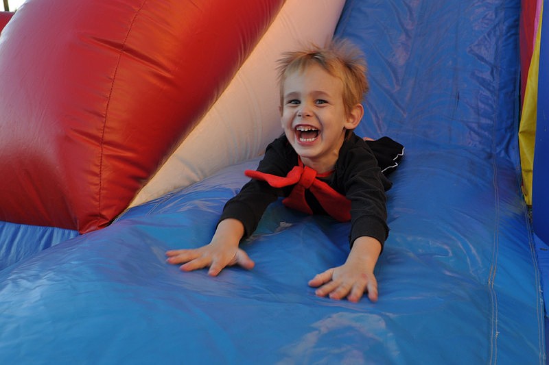 Max Rusnak loved going down the slide.