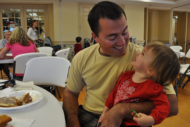 Steve Heuss shared a pancake breakfast with his niece, Anna Heuss.