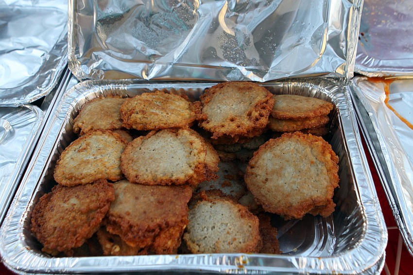 Latkes were one of the most popular food items at A Taste of Chanukah, Tuesday, Dec. 20 at Five Points Park. Other popular dishes included Knish, Shwarma and stuffed cabbage.