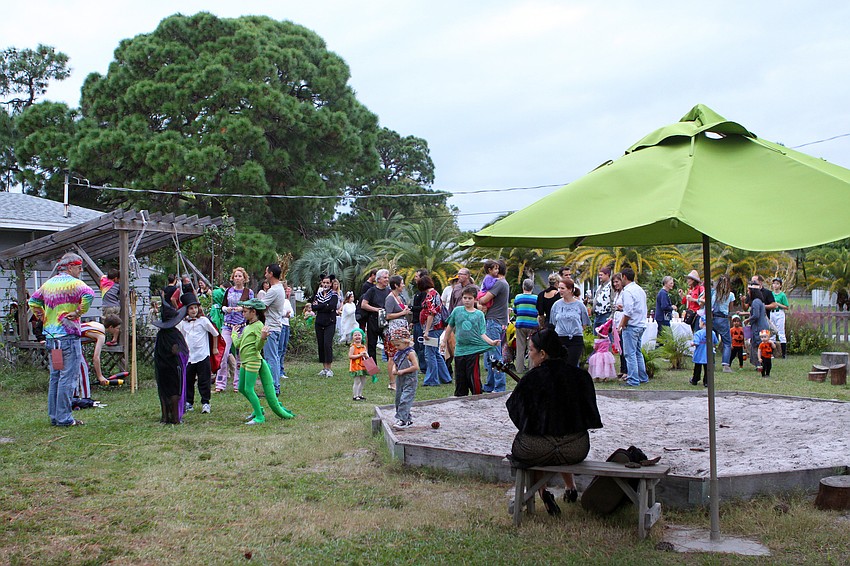Kids and adults hung out in the play garden prior to going on the tour, Sunday, Oct. 30, at Pine Shores Presbyterian.