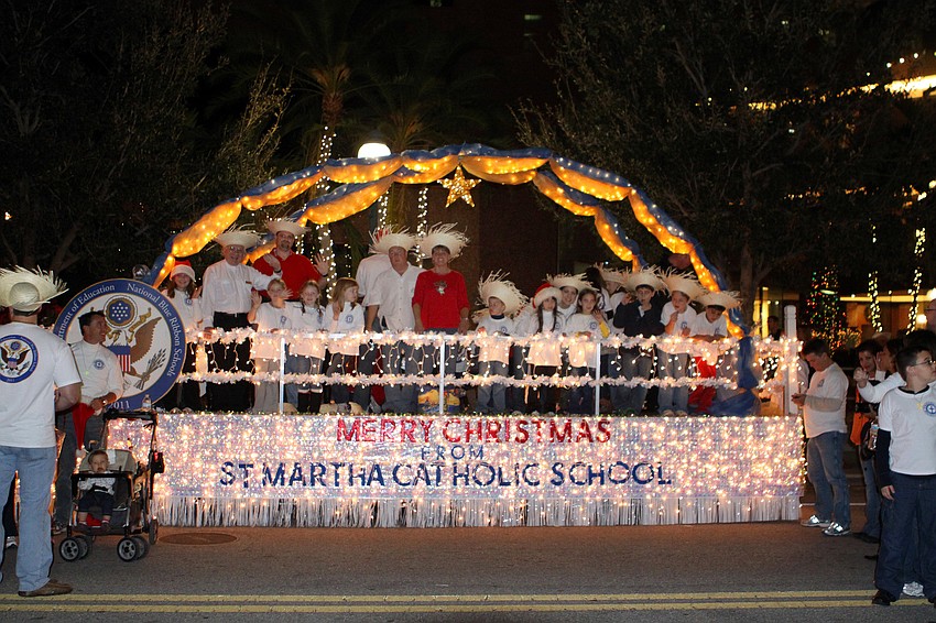 St. Marthaâ€™s Catholic School had a large crowd on their float.