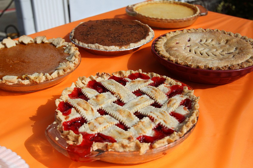 A variety of pies were put out on a table for people to enjoy following the pie contest, Friday, Dec. 9 at Everence Federal Credit Union.